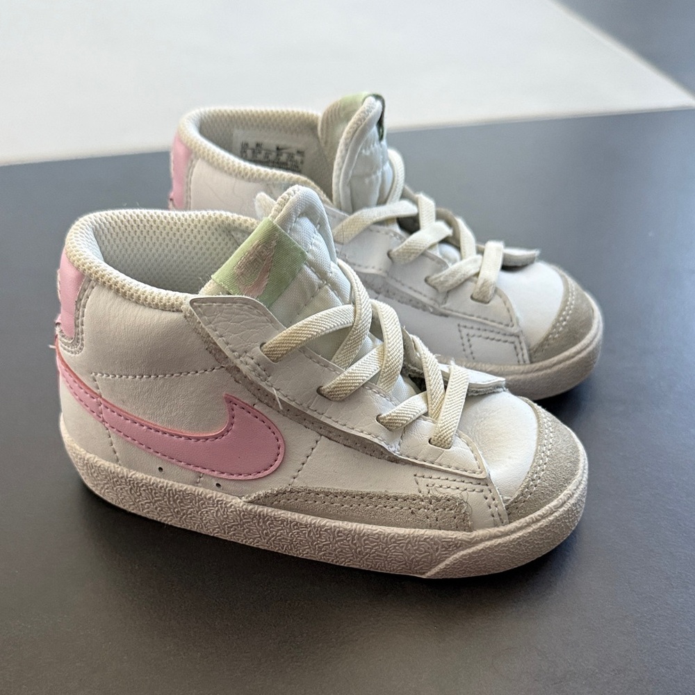 Nike Kids White and Pink High-Top Sneakers